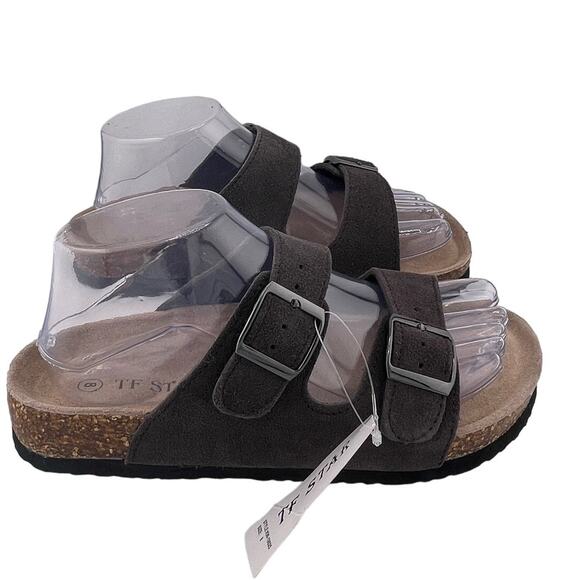 TF Star Brown Slide Buckle Leather Suede Sandals Size 8M NWT - Picture 3 of 7